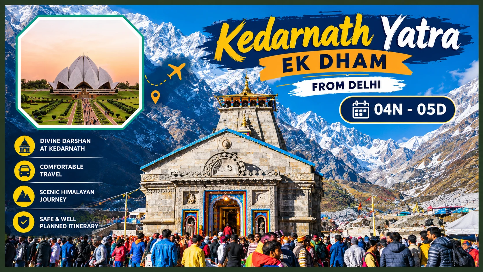 kedarnath yatra ek dham from delhi 04n 05d